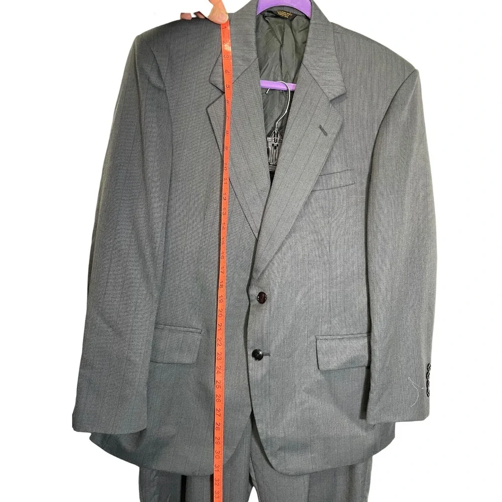 Meeting Street 42R Gray Two Piece Suit Set Pleated Pants Blazer Professional